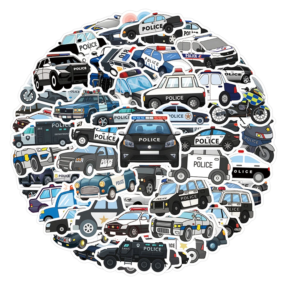 

10/30/60pcs Police Officer Police Cartoon Car Stickers Waterproof Graffiti Stationery Planner Skateboard Cute Kids Sticker Packs