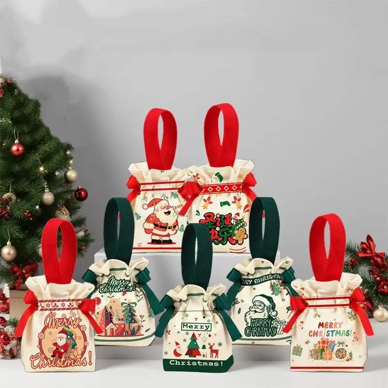 Christmas Goodie Bags Holiday Party Favor Pouch With Drawstring For Candy Snack Stocking Stuffers Festival Sacks Xmas Gift Bags