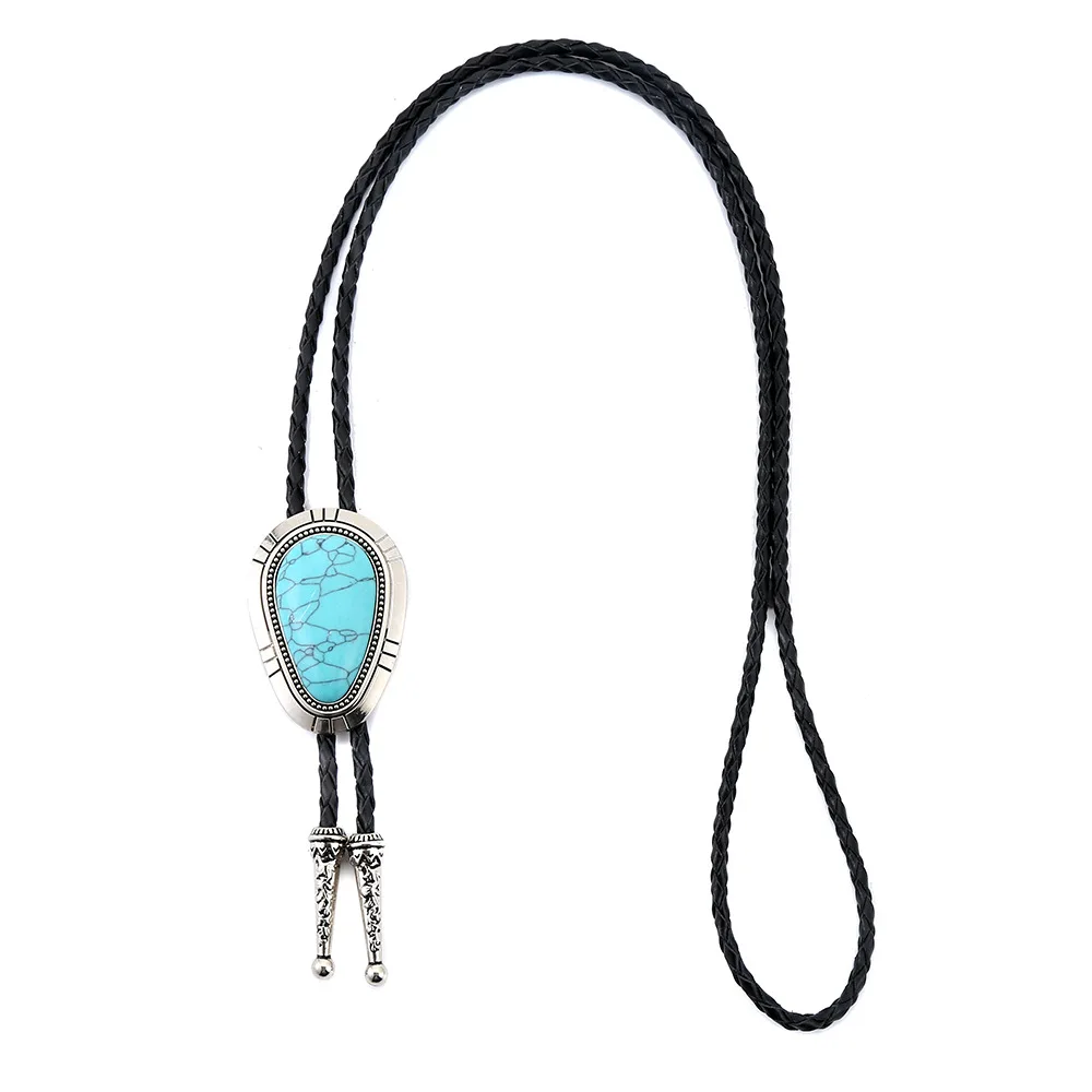 Cheapify Dropshipping Cowboys Novelty Drop-Shaped Bolo Tie For Men Quanlity Hide Rope Multiwarna Rhinestone Corbat Para Hombre