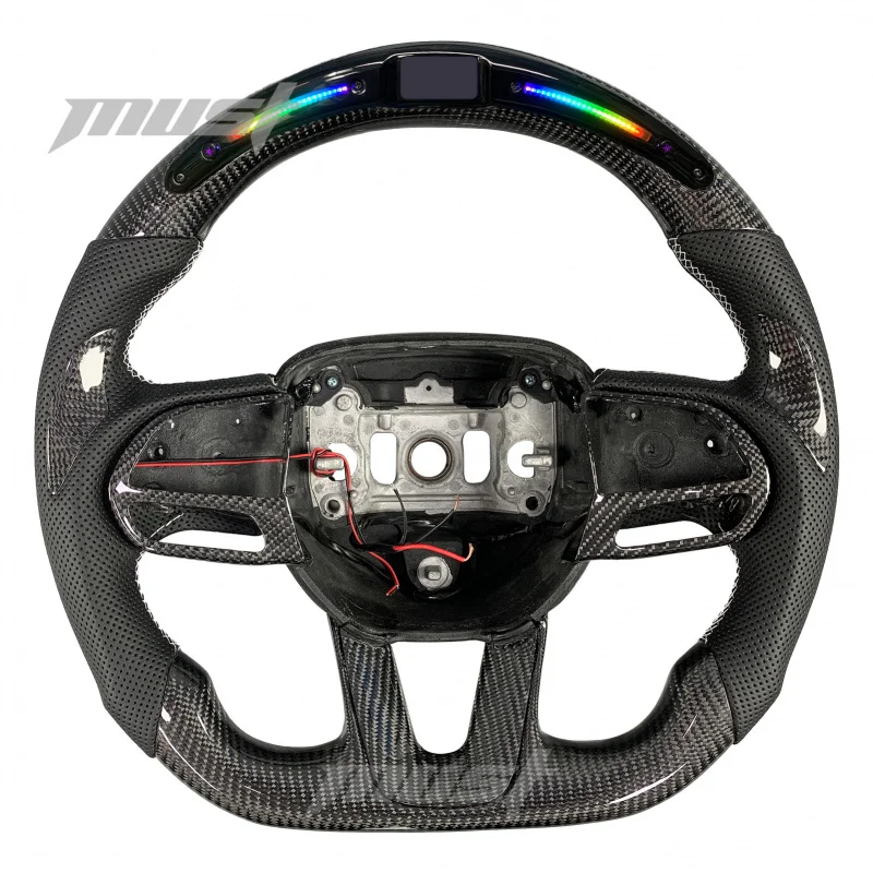 

Challenger SRT R//A 392 Demon 170 Hellcat 2013-2023 Custom Real Carbon Fiber Steering Wheel with LED Lights