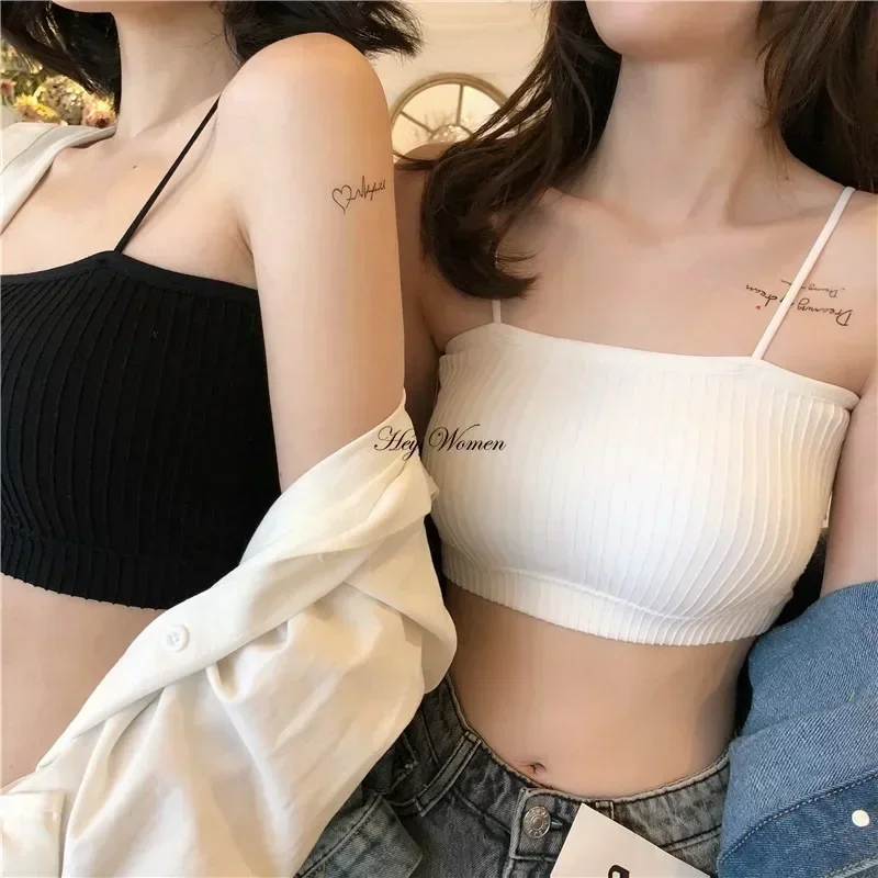 Sexy Bralette Top for Women Camisole Lingerie Girls Wireless Seamless Word Sling Female Tube Top Ladies Thread Comfort Bras