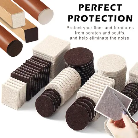 3-72PCS Felt Furniture Pads Self Adhesive Chair Leg Floor Protectors Round Square Anti Scratch Noise Reduction for Hardwood