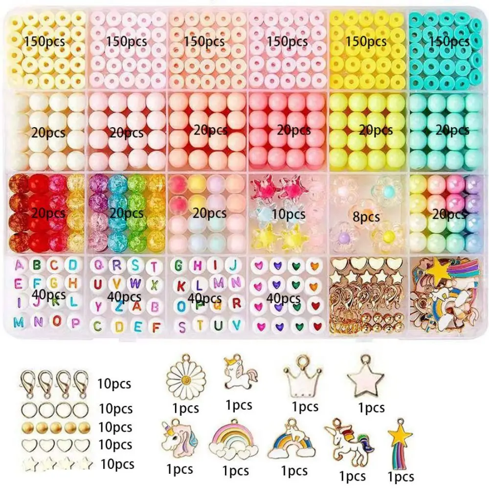 

DIY Handmade Jewelry Letter Beads Jewelry Making Kit Round Cute Bracelet Necklace Beads Candy Color Exquisite Loose Beads Girls