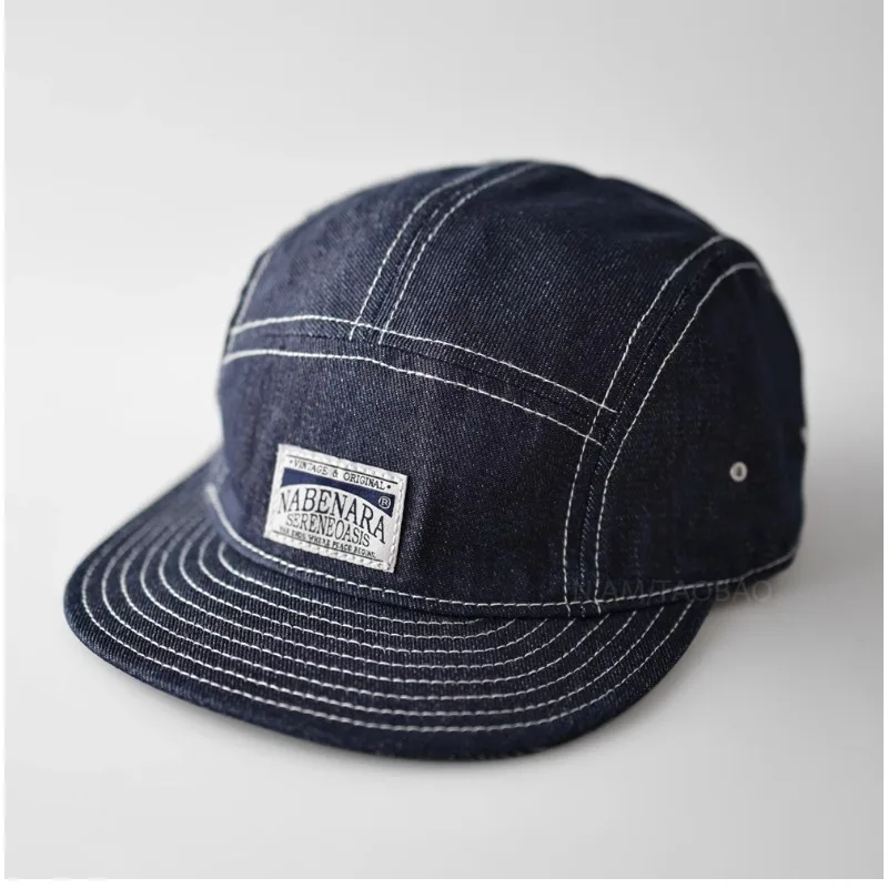 

Harajuku Tooling Style Simple Patch Baseball Caps for Men and Women Summer Casual Sunscreen Retro 5 Panel Denim Hip Hop Hats
