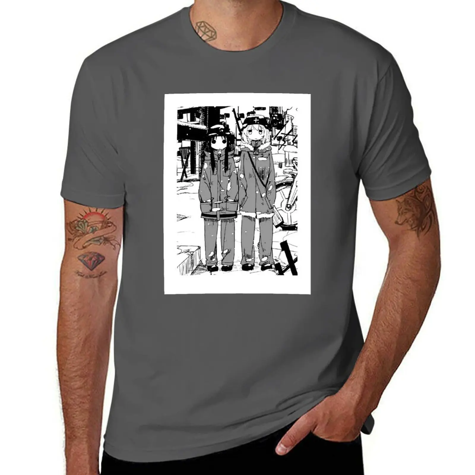 Girls' Last Tour / Shōjo Shūmatsu Ryokō: Camiseta con estampado de sal y pimienta para chicas, camiseta básica de manga corta para hombre