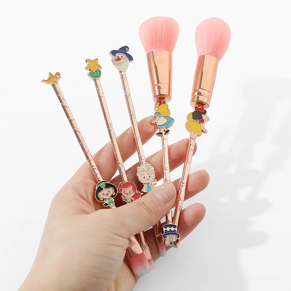 5Pcs/lot Cute Disney Princess Frozen The Little Mermaid Alice Elsa Makeup Brushes Tool  Professional Makeup Brush Beauty Make Up