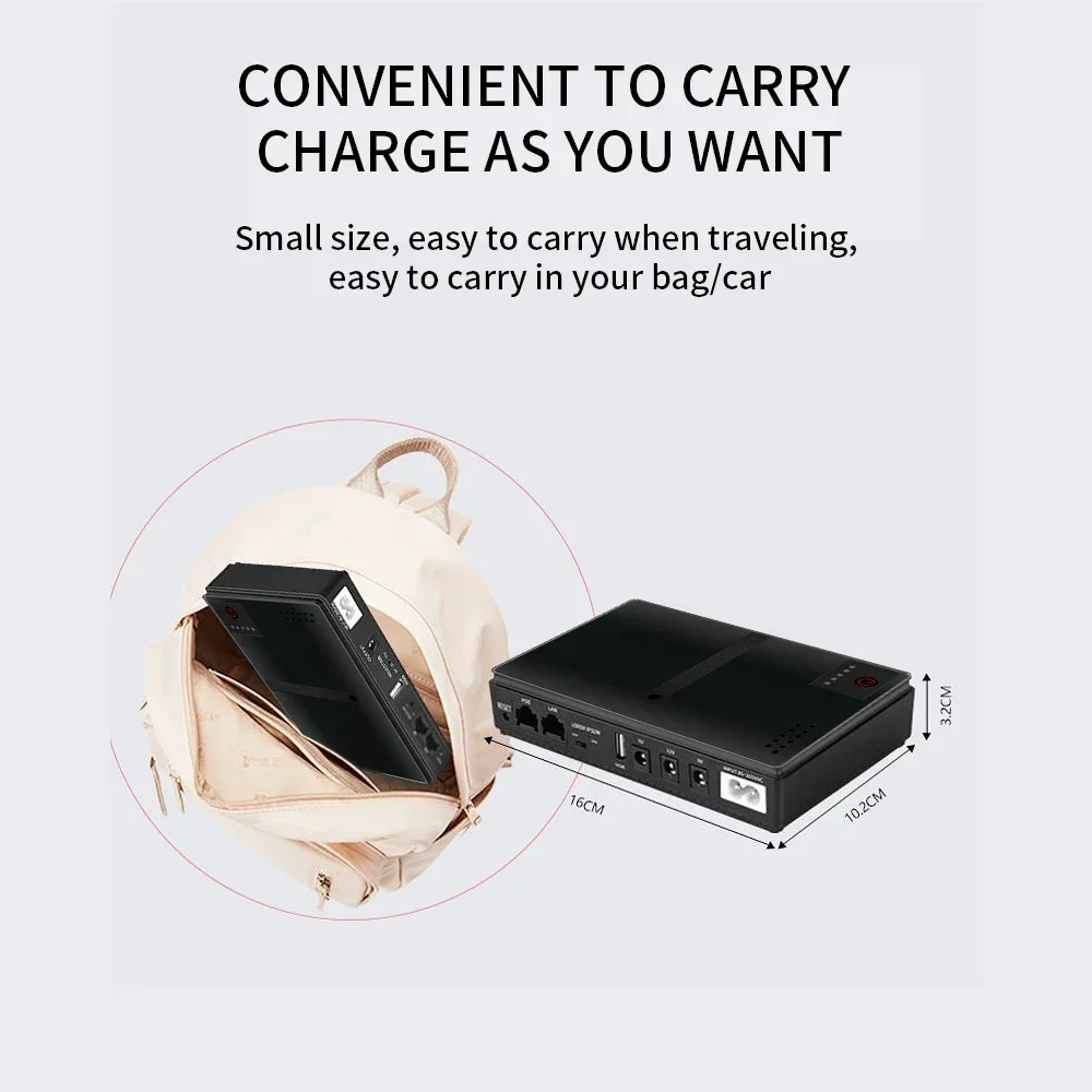 UPS إمدادات الطاقة غير المنقطعة 10400mAh 5V 9V 12V الناتج لجهاز التوجيه اللاسلكي المدمج في محول مصدر الطاقة الاحتياطية الاتحاد الأوروبي التوصيل