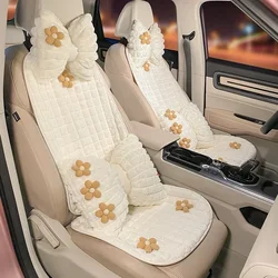Universal Cars Seats Cover Cartoon Flower Winter Plush Five Seat Car Backrest Rear Cushion Car Seat Cushion Cover Ornament