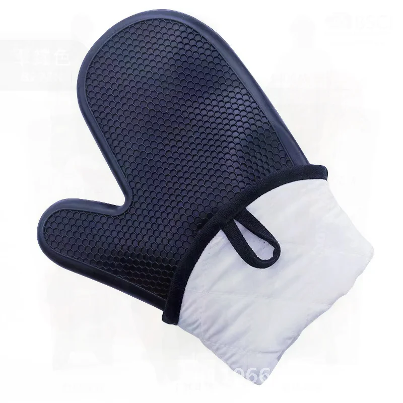 

Силиконовые теплоизоляционные перчатки, утолщенные сотовые защитные перчатки с двумя пальцами для кухни, микроволновой печи, черные, современные, минималистичные