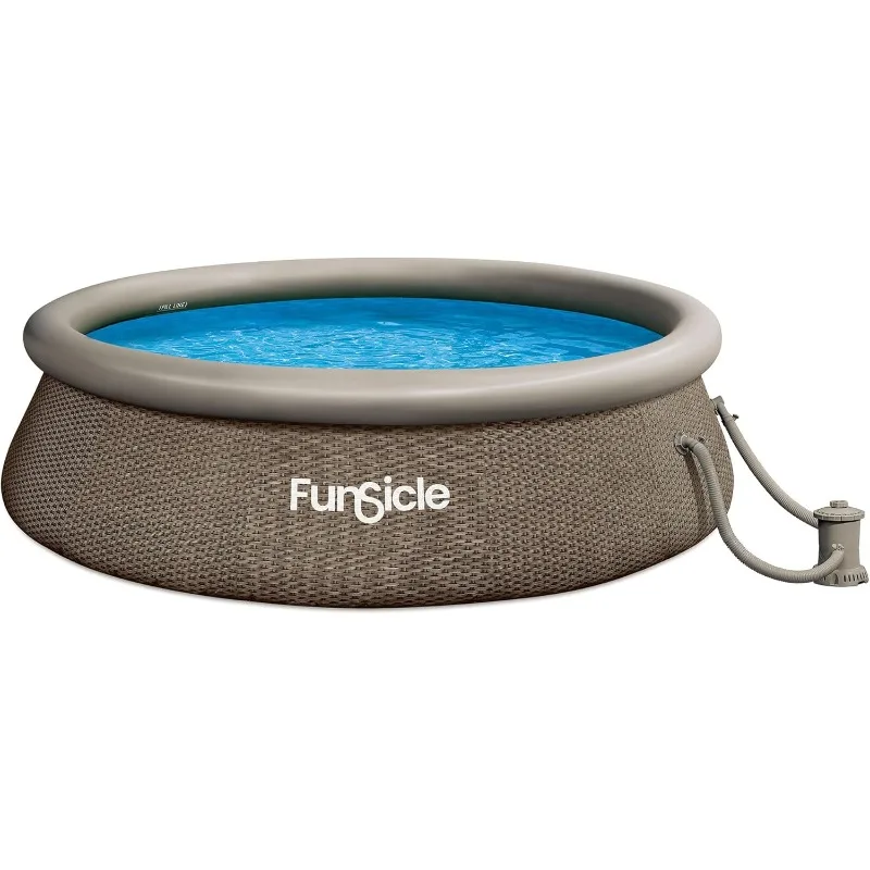 

Funsicle 12' x 36" Quickset Round Inflatable Ring Top Outdoor Above Ground Swimming Pool Set with Pump and Cartridge Filter