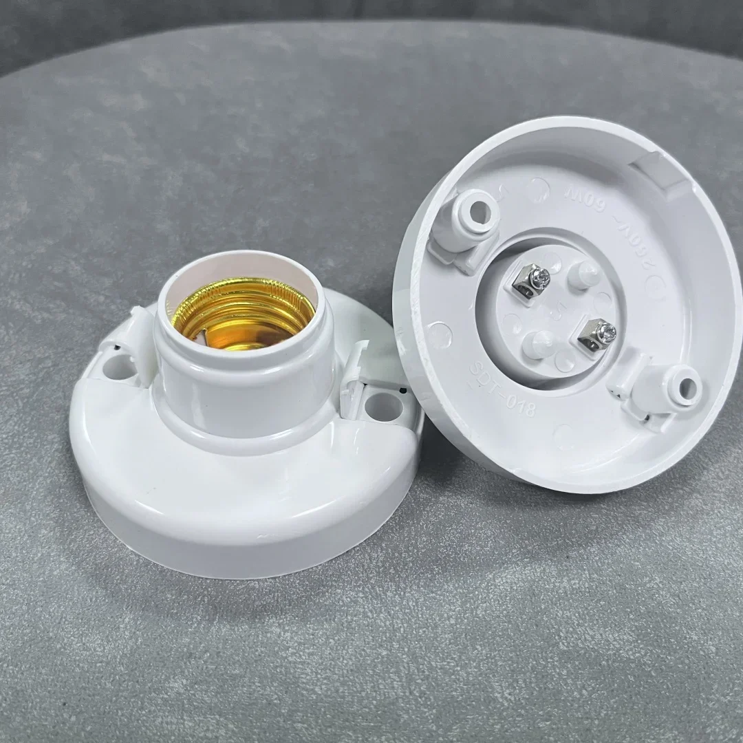 1-6 قطعة E27 غطاء برغي المقبس الأبيض ضوء السقف المصباح الكهربي تحديد قاعدة حامل ضوء لمبة حامل مصباح المقبس لمروحة السقف