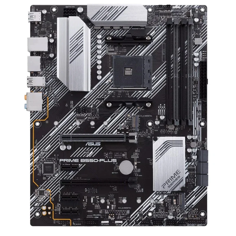 

ASUS PRIME B550-PLUS AMD B550 (Ryzen AM4) ATX motherboard with dual M.2, PCIe 4.0, 1 Gb Ethernet, DisplayPort/HDMI, SATA 6 Gbps