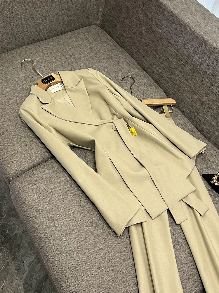 

Зимний женский профессиональный костюм, расклешенные брюки, дэт, комплект из двух предметов, повседневная одежда Ele Busin