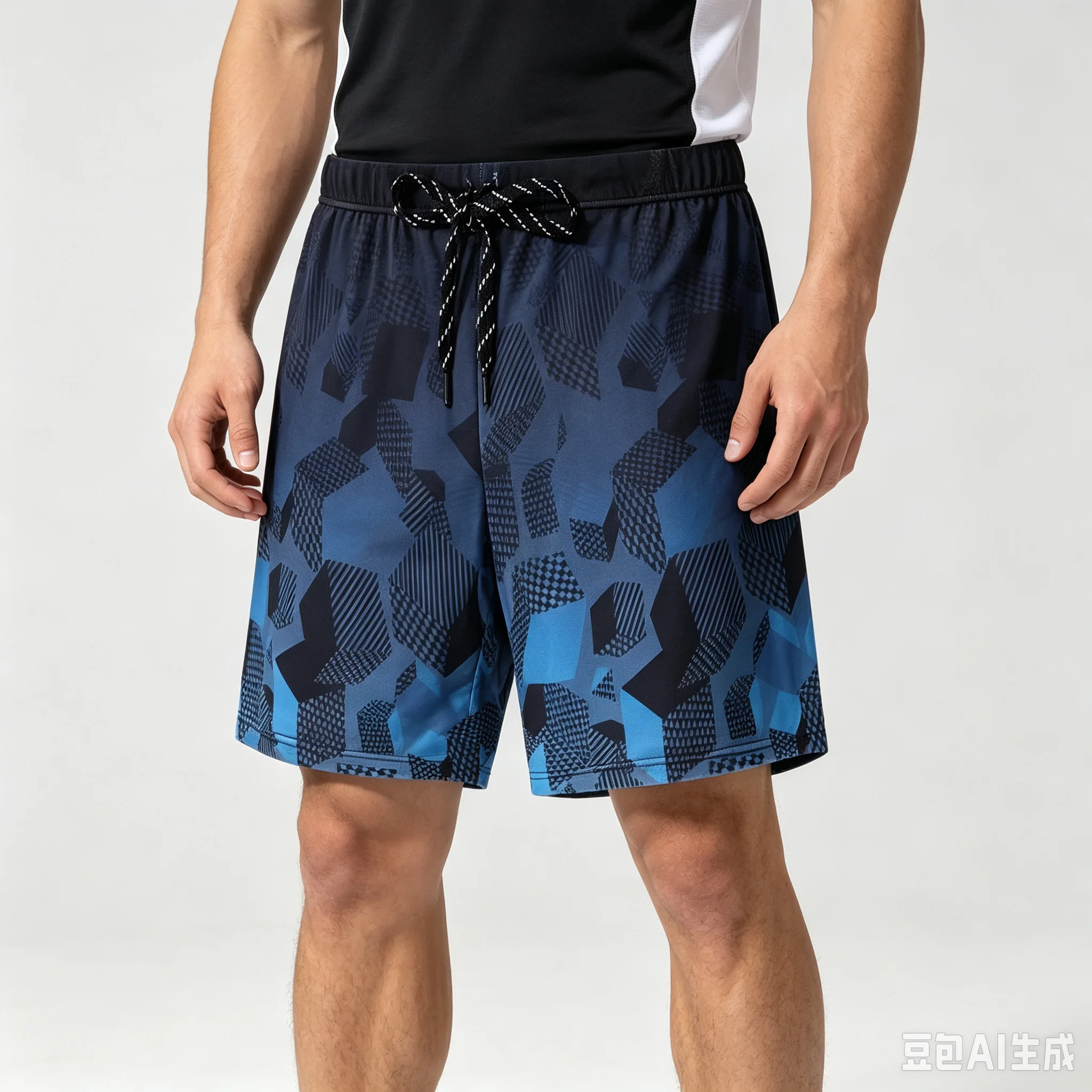 Summer three part flat leg pants, single-layer men's swimming trunks, quick drying new style with rope, sports breathable beach