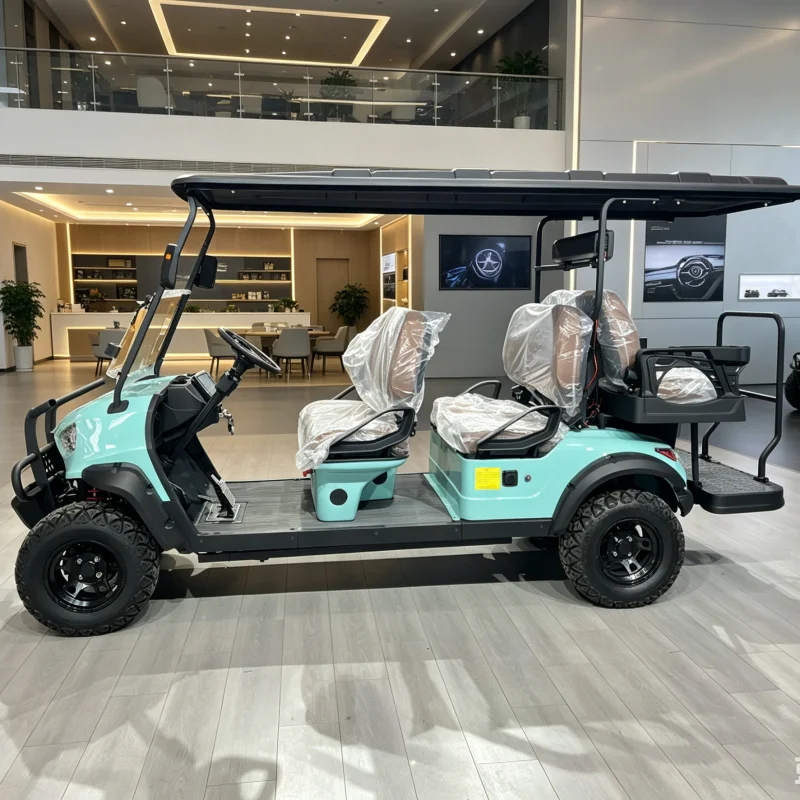 2026 Model 48V/72V Lithium Battery 4x4 Golf Cart 4+2 Seats Golf Buggy Solar Panel Power Golf Cart
