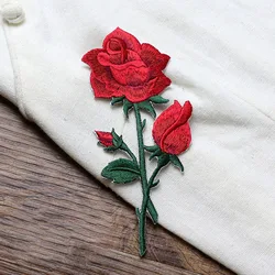 1 Piece Embroidery Rose Flower Design Patch Fashion Iron on Patch for Clothing Decoration Cute Animal DIY Applique