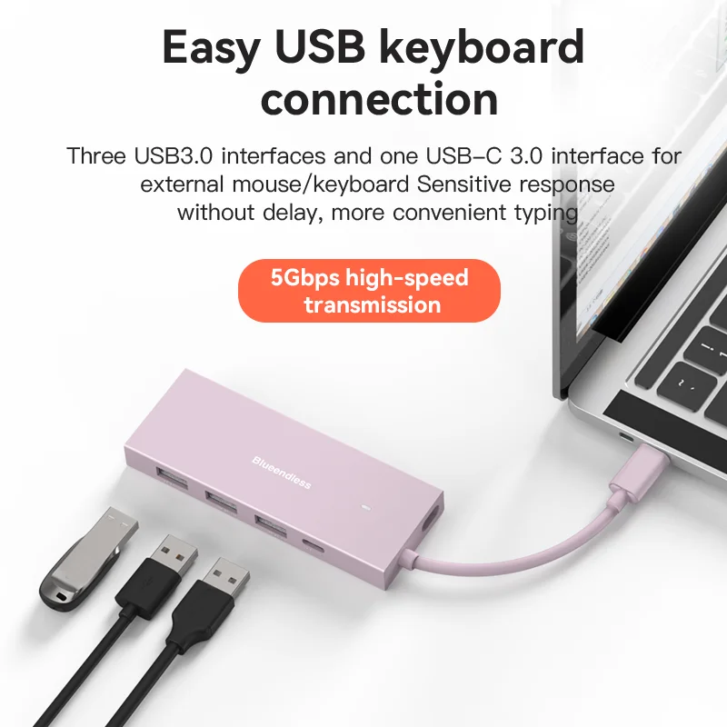 Blueendless 7 in 1 Ports Type C Adapter 4K 60HZ usb3.0 to Splitter Port USB C HUB USB-C Type C 3.1 for MacBook Accessori image 2