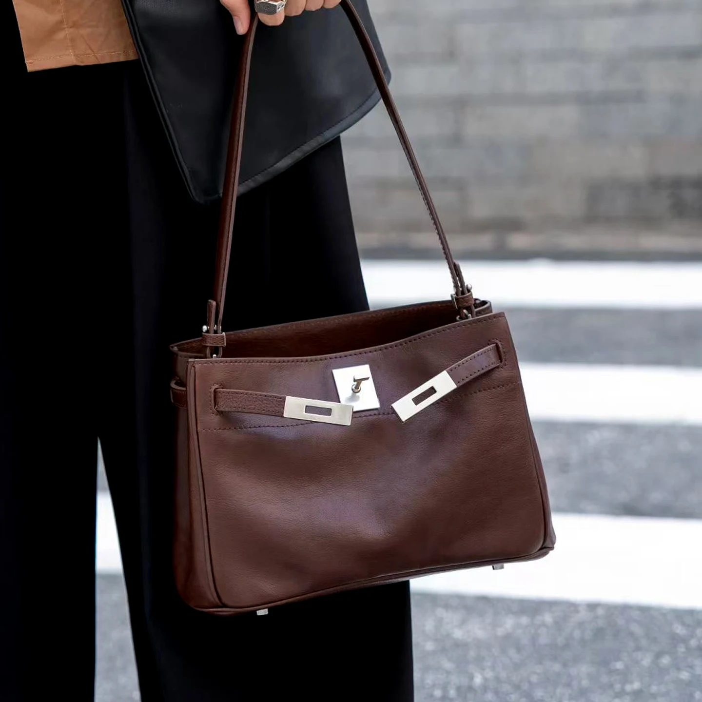 

XHTY натуральная кожа ретро сумка на одно плечо женская сумка через плечо подмышками роскошная минималистичная пригородная сумка в студенческом стиле