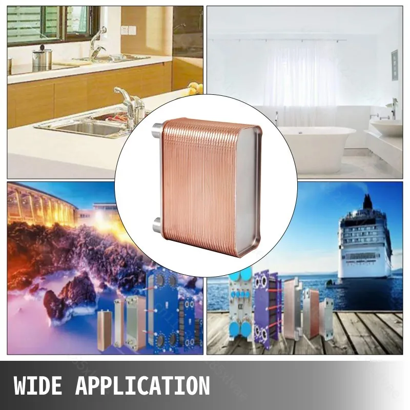 For 304 Brazed Plate Heat Exchanger60 Plates3x7.5 Inch 1/2 BSP FPT3.0 MPa High Safety for Circulation Heating Beer Wort Cooling
