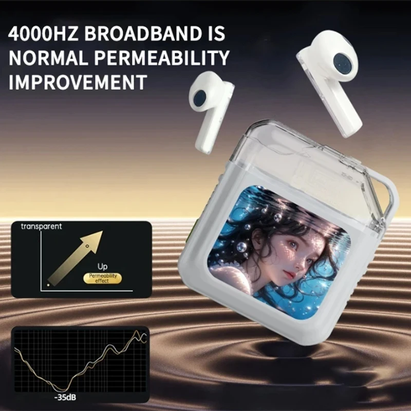 LED Full-Color Touch Screen Bluetooth Earphones Active Noise Reduction True Wireless Smart ANC Headphones
