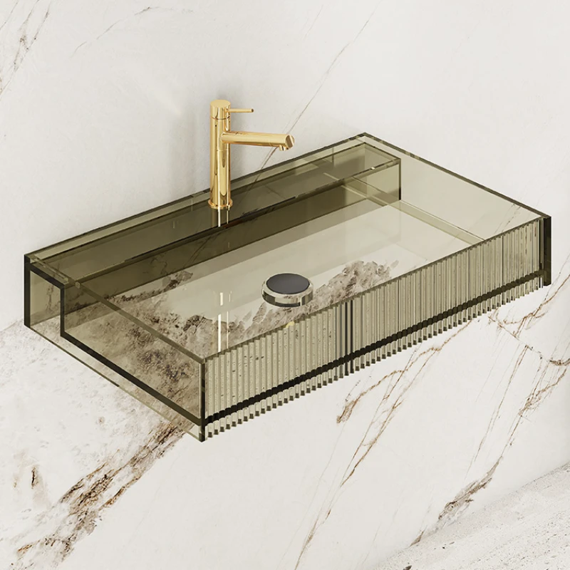 

Transparent resin hanging basin, washing hand, wall-mounted washstand, toilet, small apartment, color