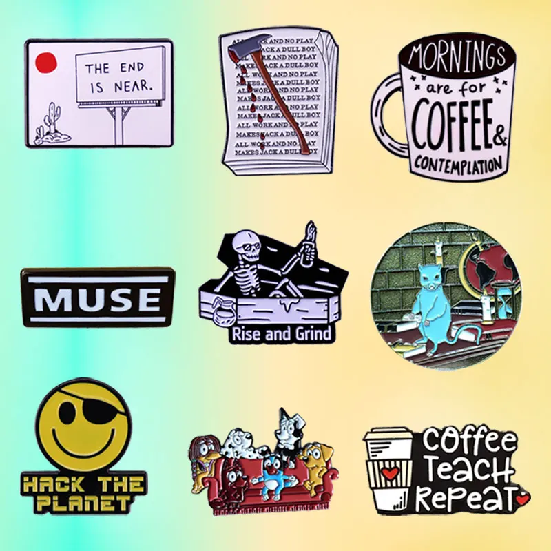 2025 New Series of Badges Delicacy Cartoon Brooch English Sentence Metal Enamel Pin Applied To Clothing Backpack Decorate Gift