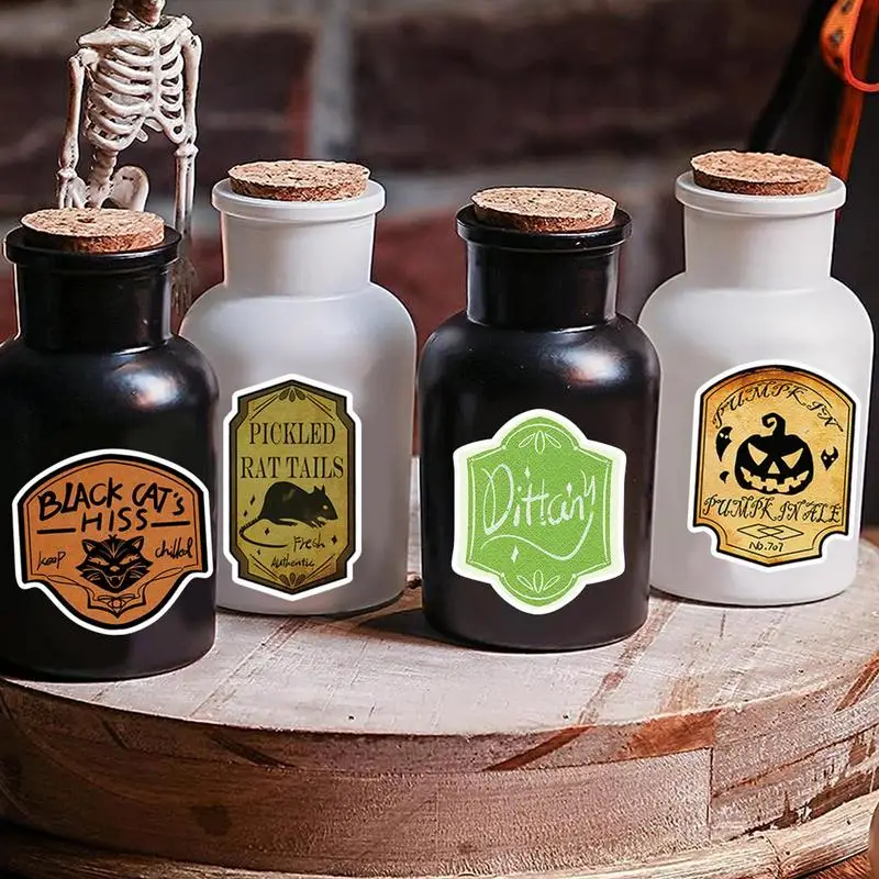 51pcs Halloween Vintage Potion Bottle Labels Stickers Retro Horror Gothic Decals Suitcase Scrapbooking Laptop Sticker