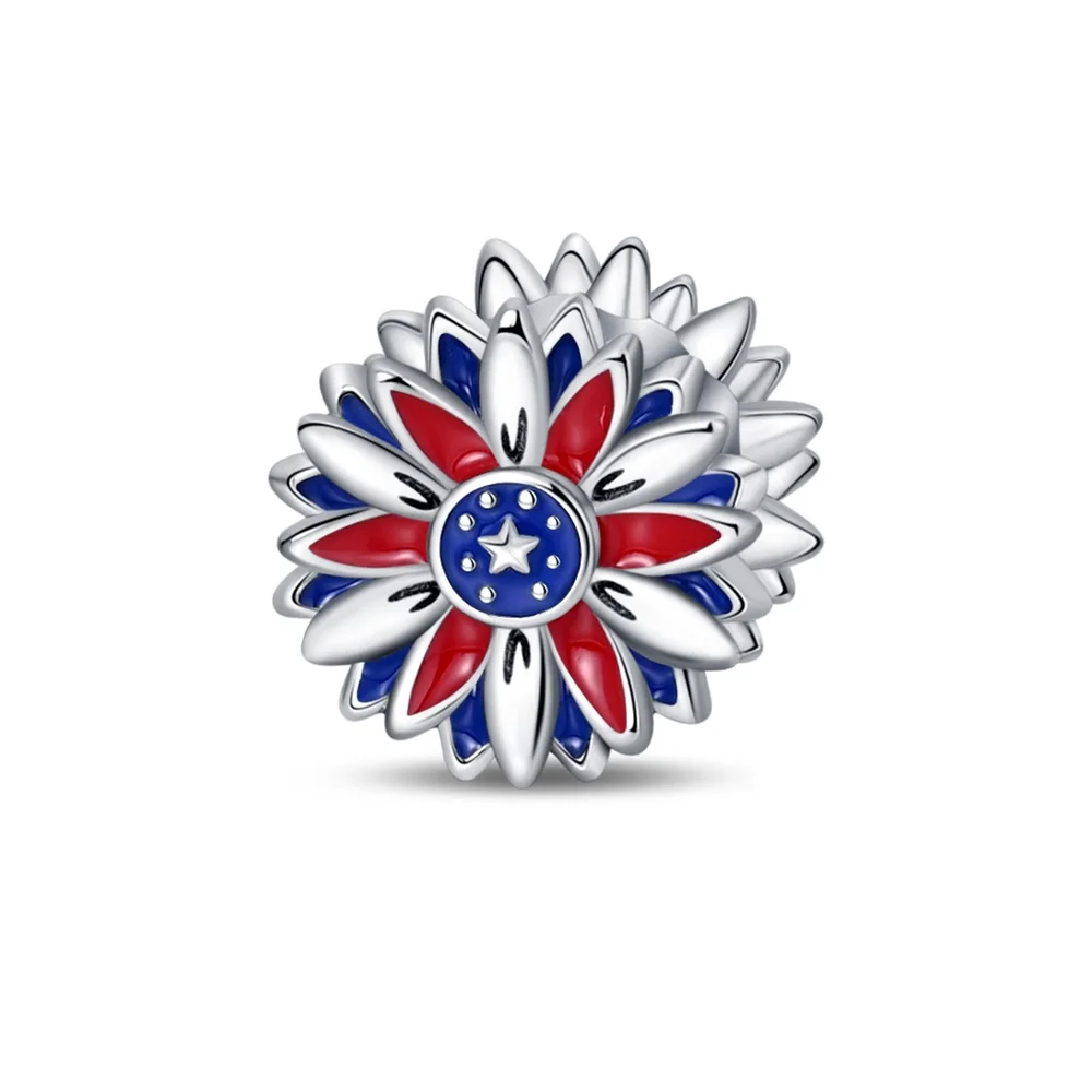 

Exquisite 925 Sterling Silver American Flag Accessory Sunflower Charm Fit Pandora Bracelet Women's Daily Jewelry Accessory