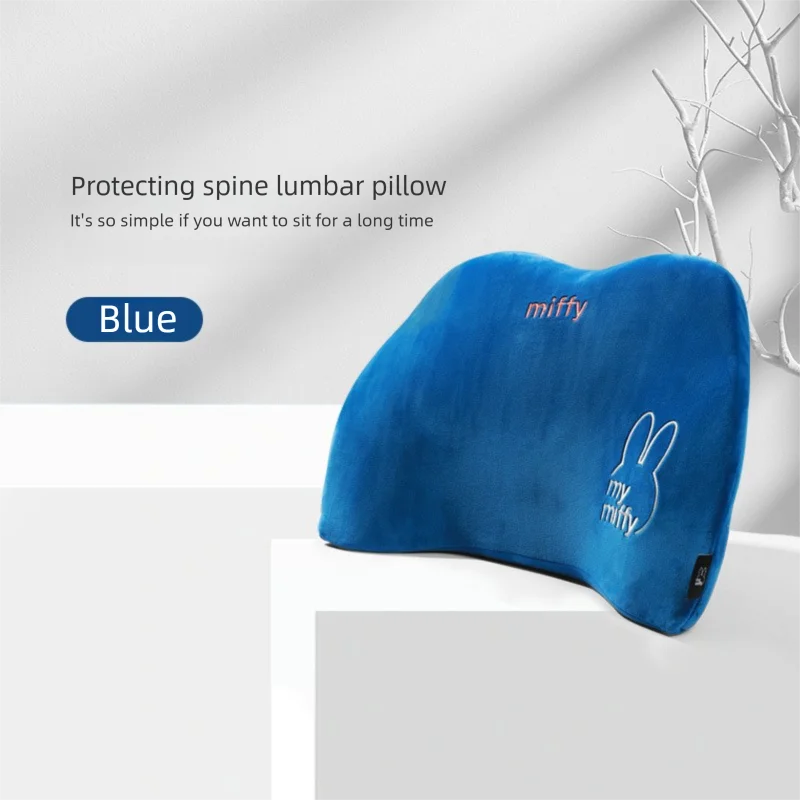 ใหม่ Miffy รถหมอนสนับสนุนเอว Kawaii การ์ตูนเย็บปักถักร้อย Miffy หน่วยความจําผ้าฝ้าย Headrest รถคอหมอนรถคอหมอน