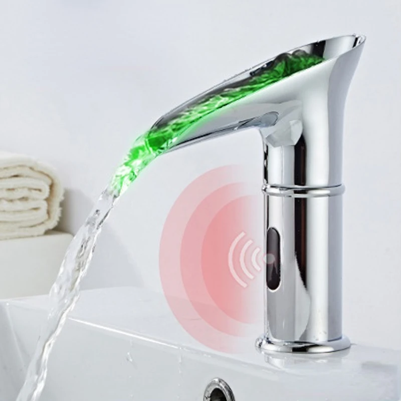 Smart Sensor LED Faucet Bathroom Basin Human Faucet Touchless Kitchen Sink Mixer Tap Temperature Sensor High Tech Faucet Luxury