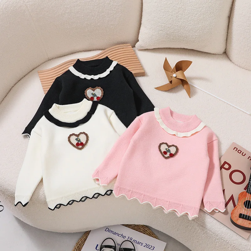

Cute Toddler Girls Sweaters Lovely Kids Pullover Knitwear Fall Winter Children's Clothes