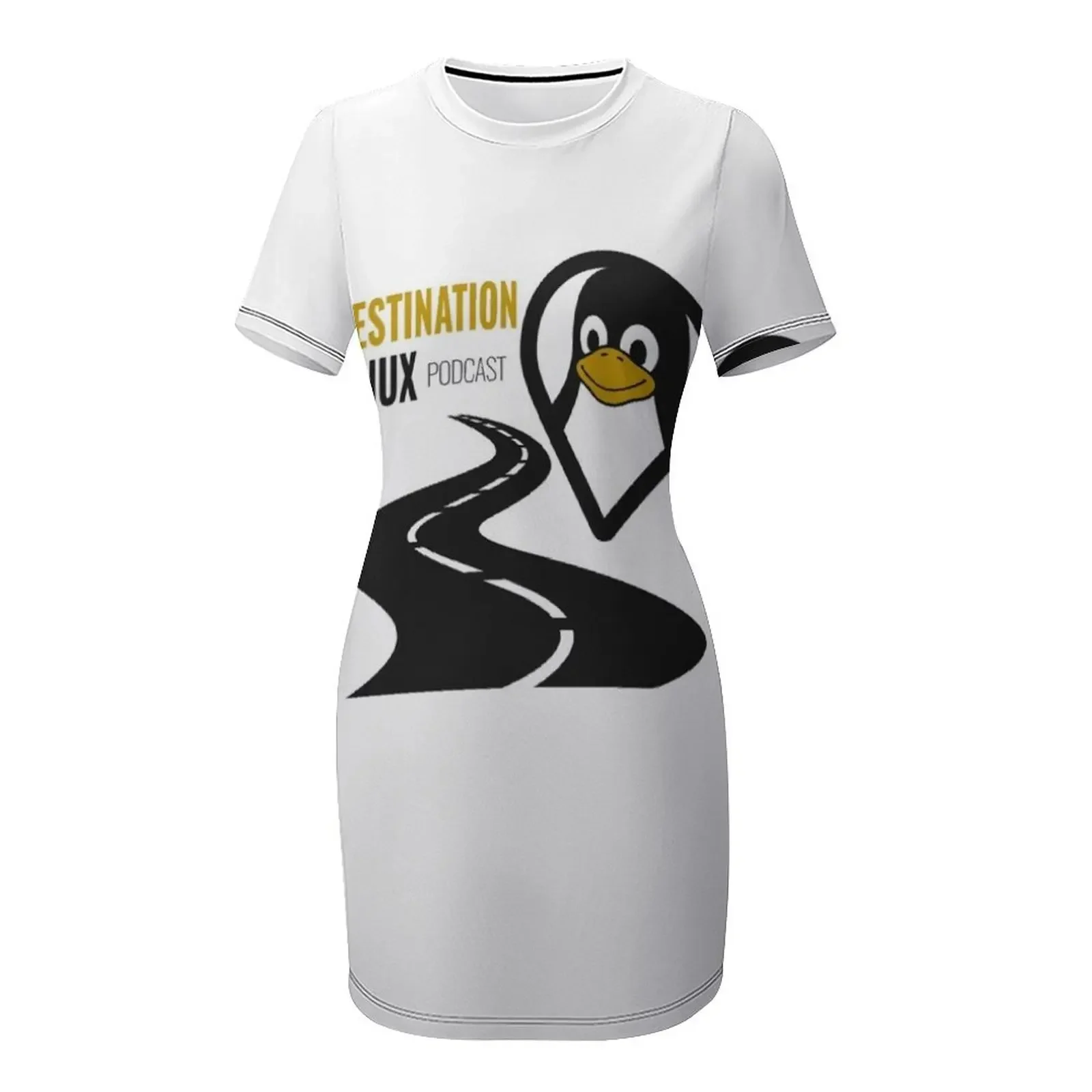 Destination Linux Podcast Vestido de manga corta ropa de fiesta vestido suelto de mujer vestido de manga larga para mujer