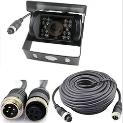 4Pin 18 LED IR Night Vision CCD Car Rear View Parking Reverse Camera 10M  4 Pin Connector Extension Cable for 12V/24V Bus Truck