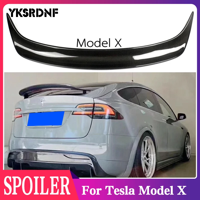 

Model X Carbon Fiber Gloss Black Rear Wing Lip Spoiler for Tesla Model X 2016 2017 2018 2019