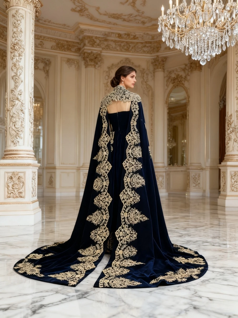 Navy Sweetheart 2-pieces Appliques Evening Dress Caftan Kaftan Velvet Prom Dresses Elegant Women Cocktail Gown Vestido De Gala - Image 2