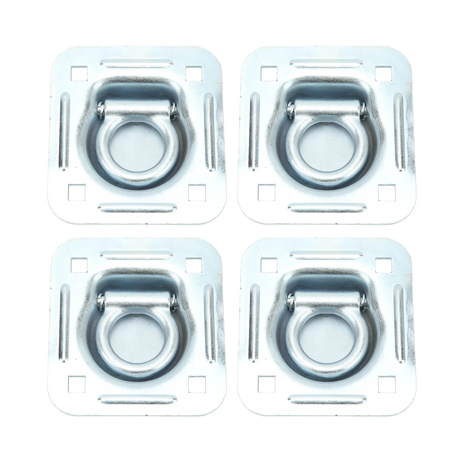 Recessed Tie Down D Rings Cargo Hold Down Plates Fitting 124x114mm 4-10mm Mounting Hole Heavy Duty for Bucket Trailers
