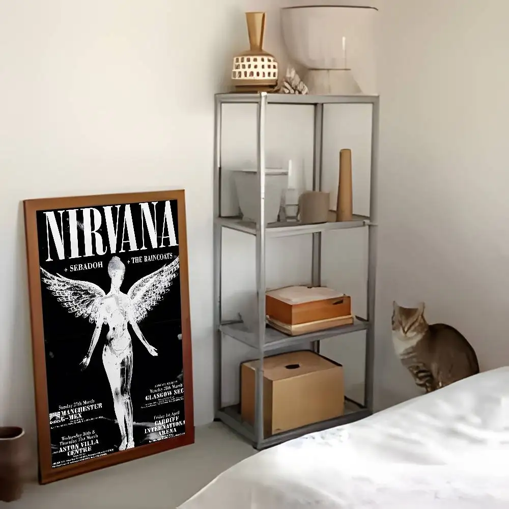 ملصق لوحة ملصق Rock Band A-N-Nirvana مع مطبوعات هدية تزيين غرفة النوم وغرفة المعيشة