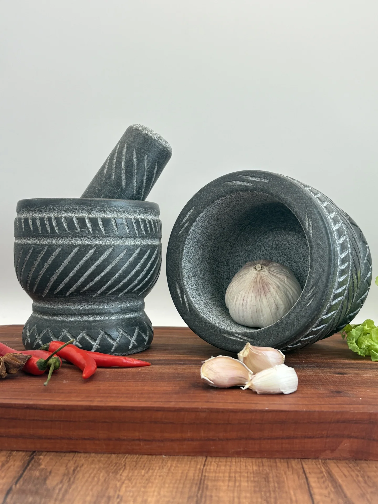 

Каменная ступка Aian для чеснока и специй, инструмент для измельчения китайских трав, каменная ступка для перца, кухонные принадлежности