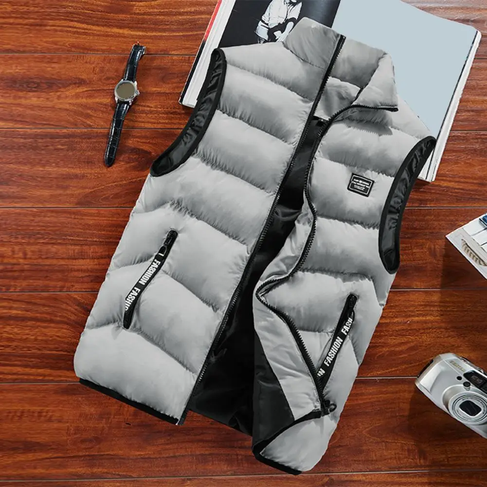 ผู้ชายฤดูหนาวเสื้อกั๊กผู้ชายฤดูหนาวWindproofเสื้อกั๊กพร้อมขาตั้งซิปปิดนุ่มWarm Stylishเสื้อกั๊กสําหรับสภาพอากาศหนาวเย็น