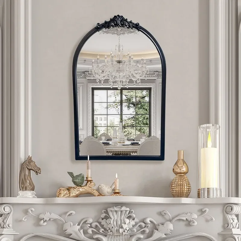 French Antique Style Bathroom Mirror Living Room Decorative Wall Hanging Smart Dresser Makeup Mirror for Hotel Home