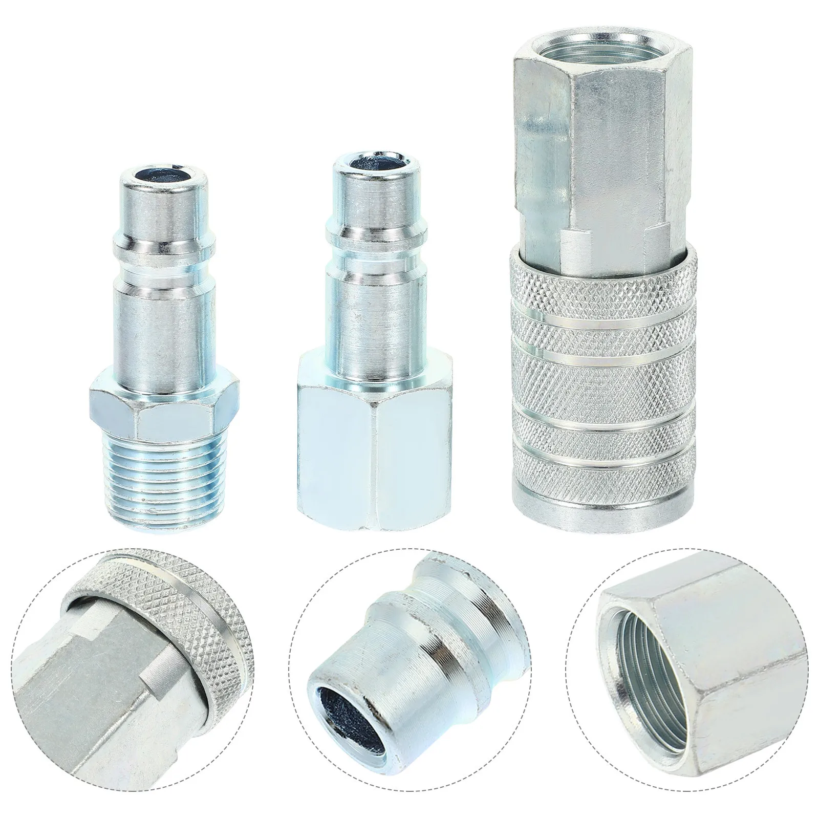 

3pcs Quick Connect Fitting Iron Straight Barb Hose Coupler For Plumbing Air Fuel Liquid High Pressure Resistance