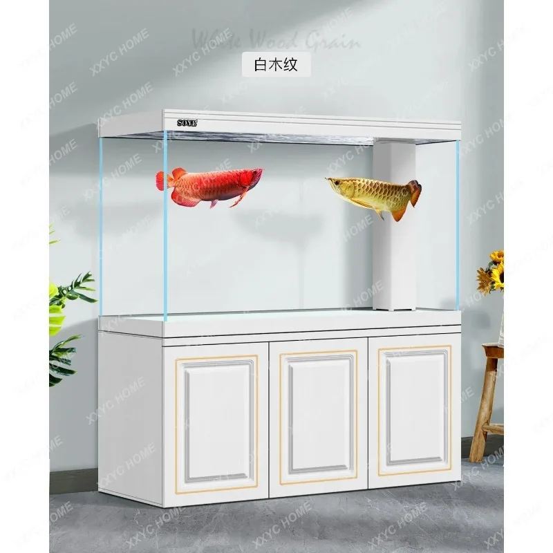 JYAFG26Living Room Large Light Luxury Ecological Super White Hallway Screen Smart Aquarium Partition Bottom Filter