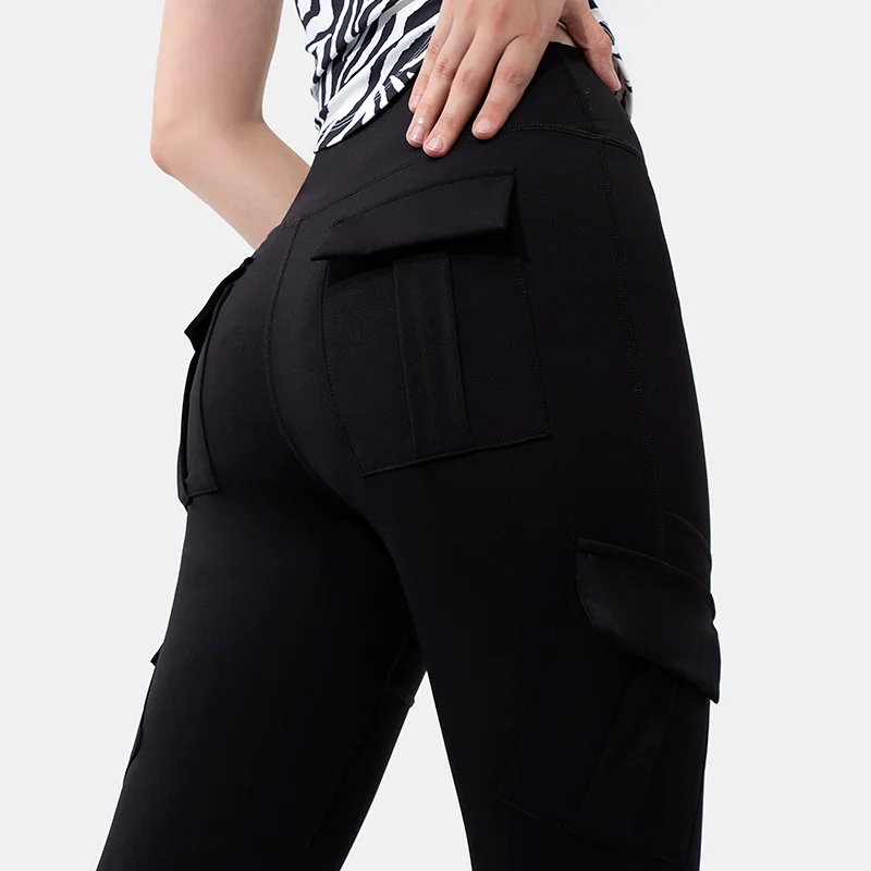 Leggings de yoga taille haute à jambes larges pour femmes, vêtements de travail de fitness avec poches, compression de sensation nue, pantalon de yoga le plus récent