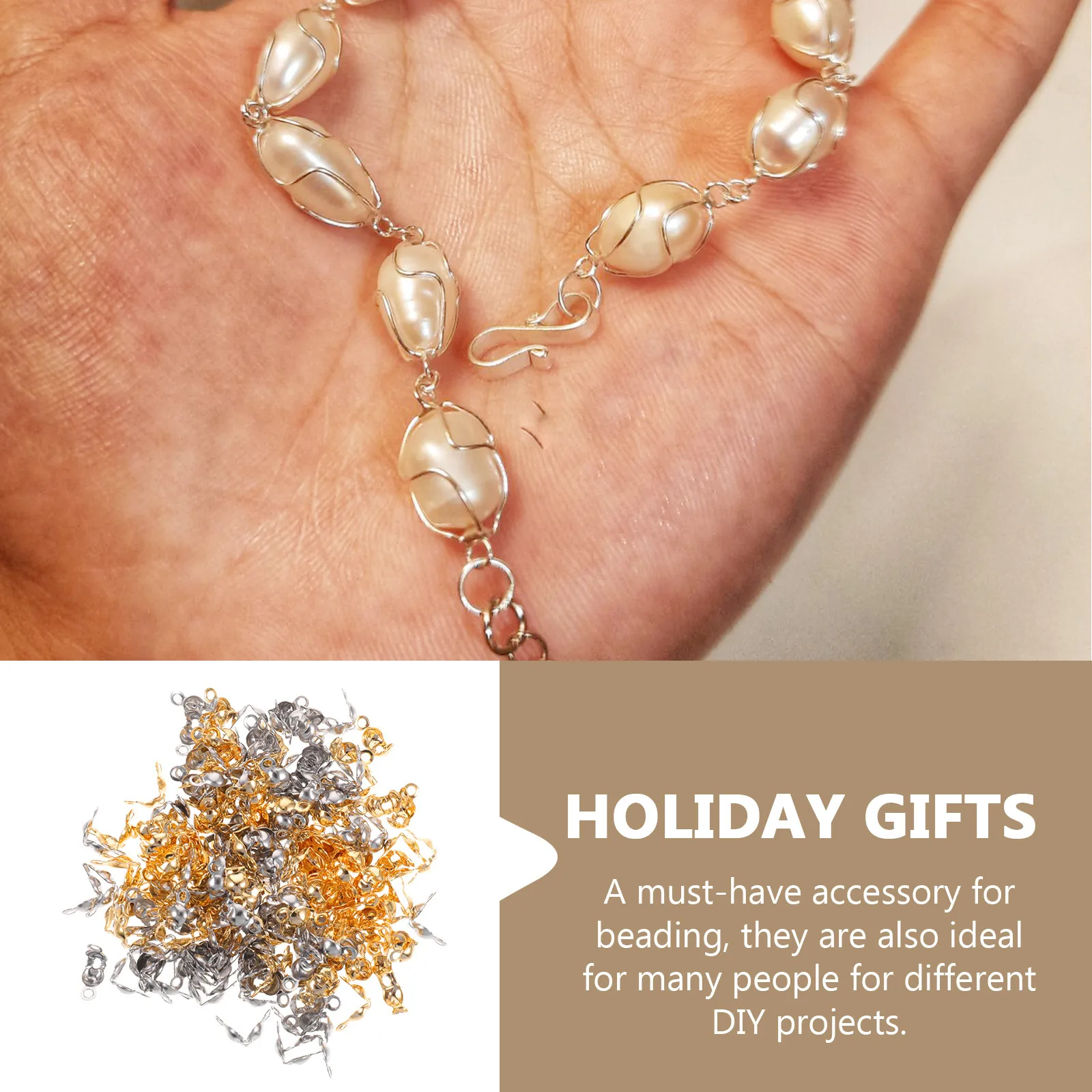 

200 шт. заглушек для изготовления украшений, нержавеющая сталь, заглушки для узлов, фурнитура для браслетов и ожерелий, металлические заглушки-ракушки для бисероплетения