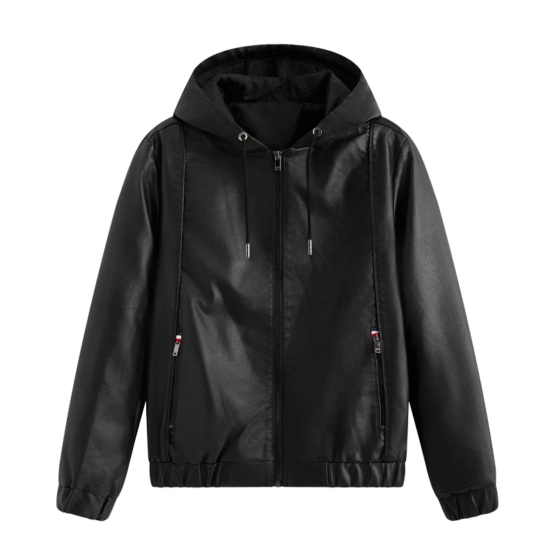 2029 Spring Autumn Tops New Fashion Casual Lapel Leather Jacket Outdoors Loose  Versatile Comfort Windproof Coat Men