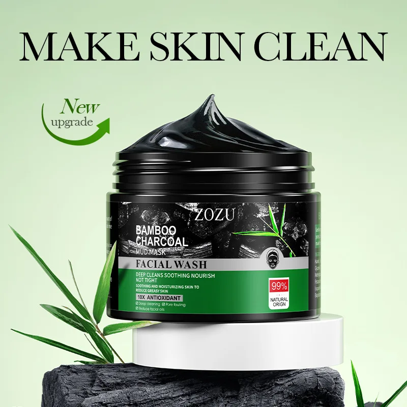 Bamboo charcoal cleaning oil control mud film shrinks pores removes blackheads deeply purifies pores facial mask Skin care