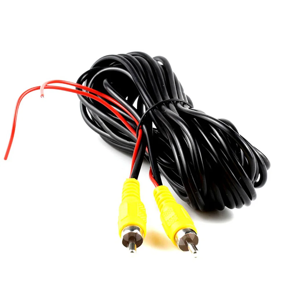 1 X Car Video Cable + 1 X Power Cable Rear-view Parking Camera Video Cable RCA Male To Male Compatible With Surveillance Camera