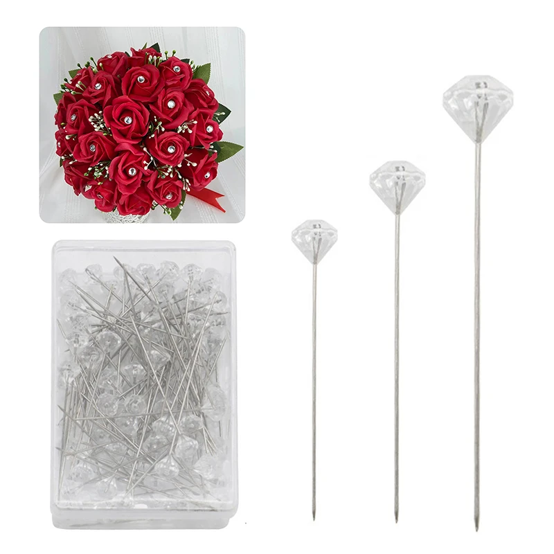 50/100 Stück Heimhandwerk, Blumensträuße, Kleidung, Positionierungsstifte, Kristall-Strasssteine, DIY handgefertigtes Nähzubehör