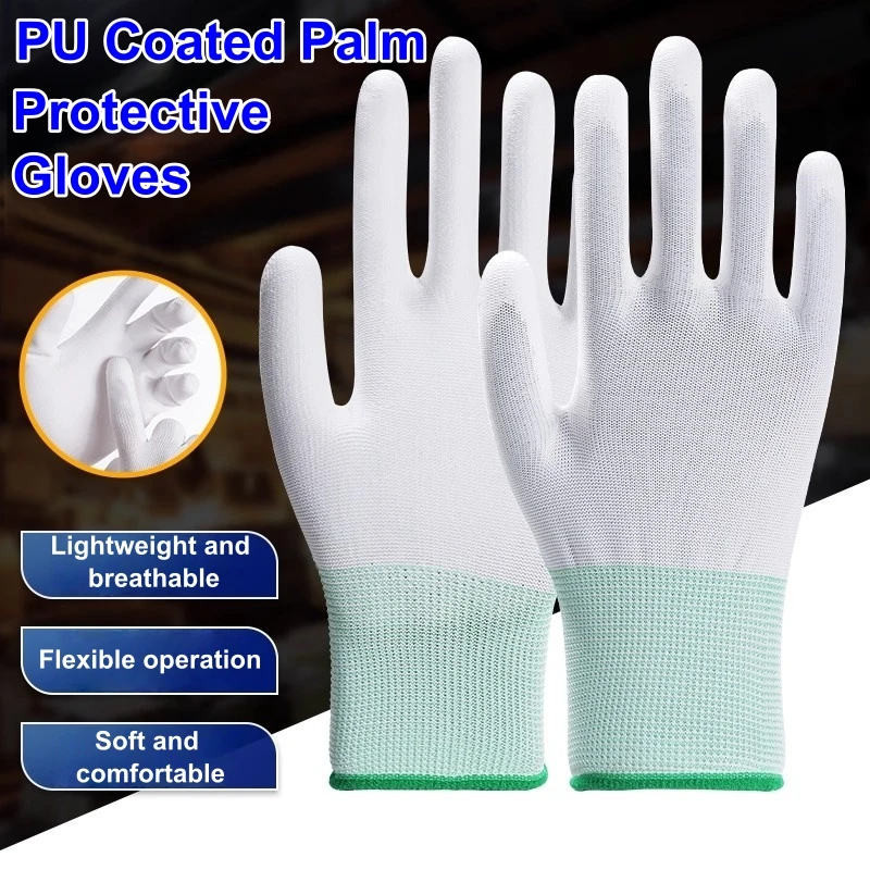 

3/6/12 пар высококачественных нейлоновых перчаток с полиуретановым покрытием, защитные нескользящие прочные антистатические рабочие защитные перчатки для обслуживания