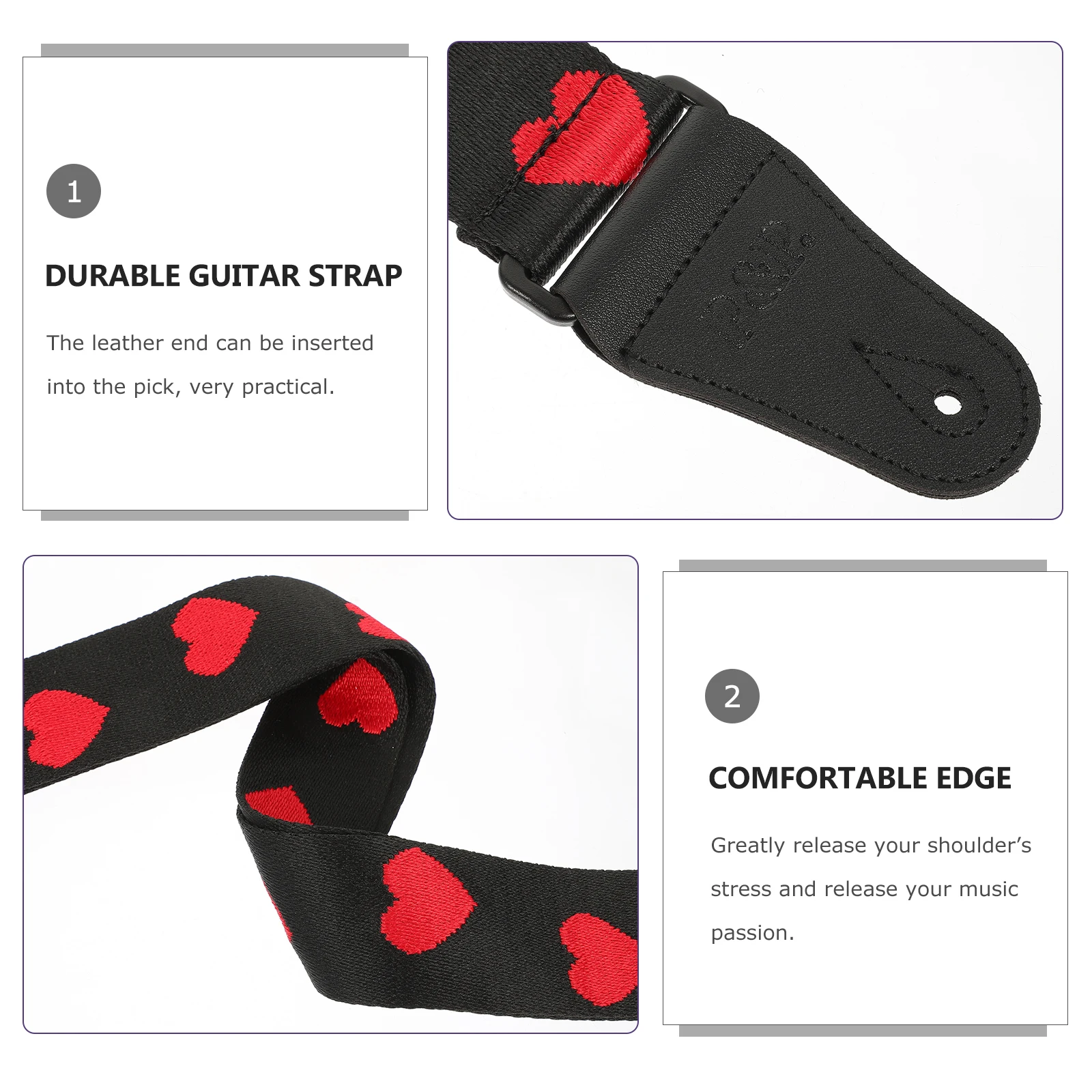 

Adjustable Wear-Resistant Strap Embroidery Bass Belt Durable Guitar Shoulder Strap For Folk Electric Guitar Replacement